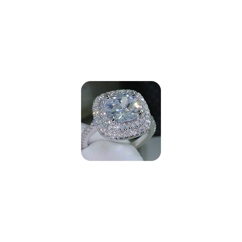 Metmejiao Fashion Ring Cushion Cut 4ct Zircon Diamonds Stone 925 Sterling Silver Engagement Wedding Band Ring for Women (9)